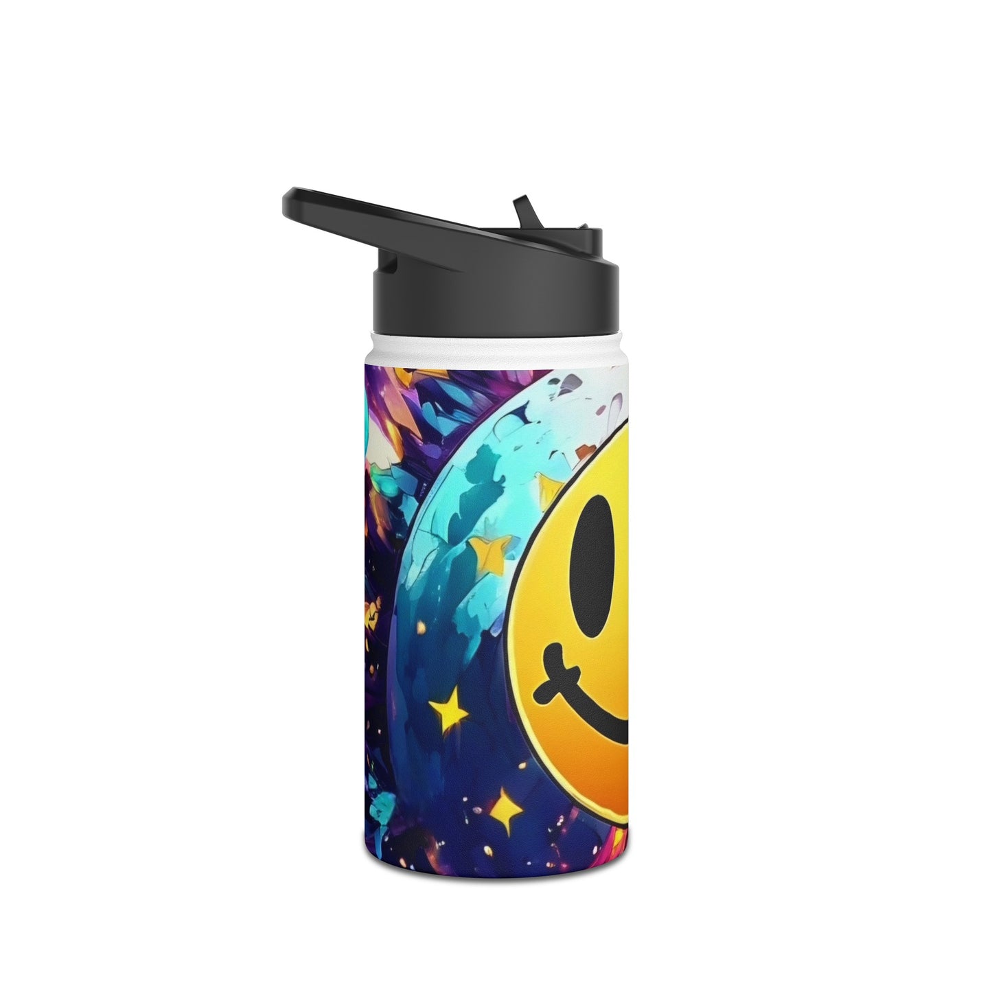 Outerspace smily face Stainless Steel Water Bottle, Standard Lid